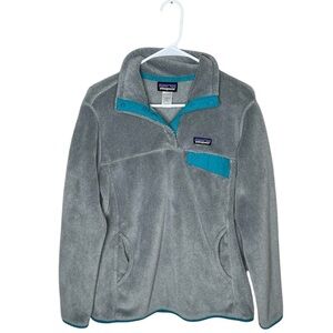 Patagonia Re-Tool Snap-T Fleece Pullover Women's Size Large Gray Teal Blue